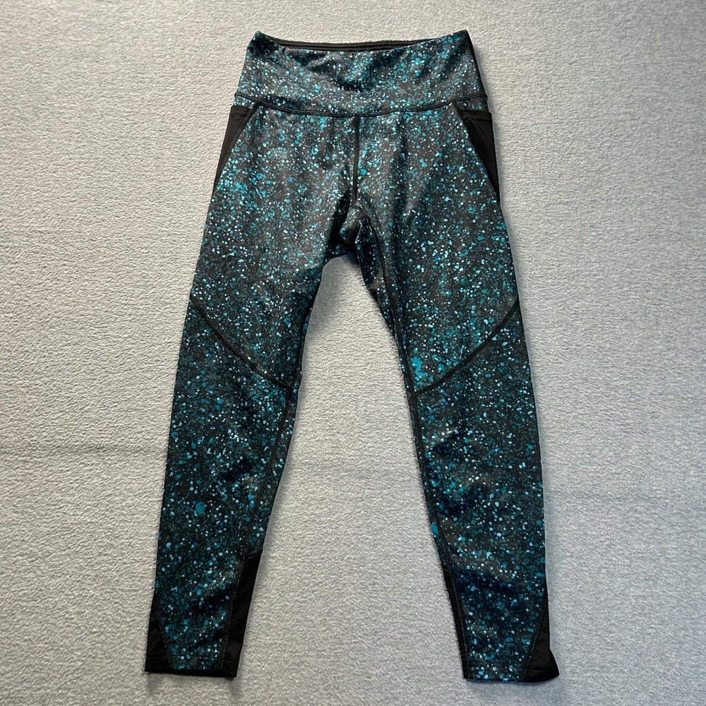 Tek Gear Athletic Leggings Womens Medium Blue Speckled Compression Workout‎ Gym